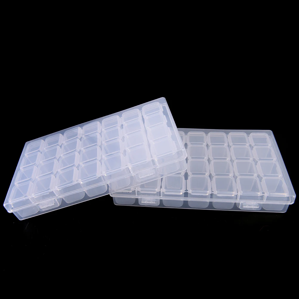 1Pc Clear 28 Lattices Dismountable Diamond Beads Box Rhinestones Earring Pendant Jewelry Accessories Storage Boxes High Quality | Украшения
