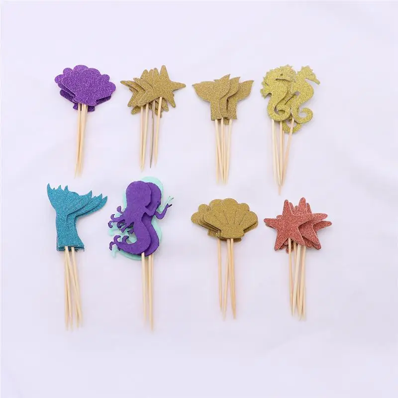 39 шт. привлекательные топперы для капкейков со звездами русалки детей на день
