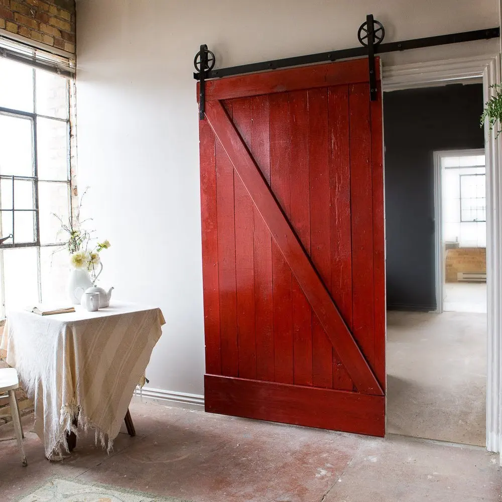 5 10 футов Одиночная дверь сарая деревянная фурнитура деревенский черный