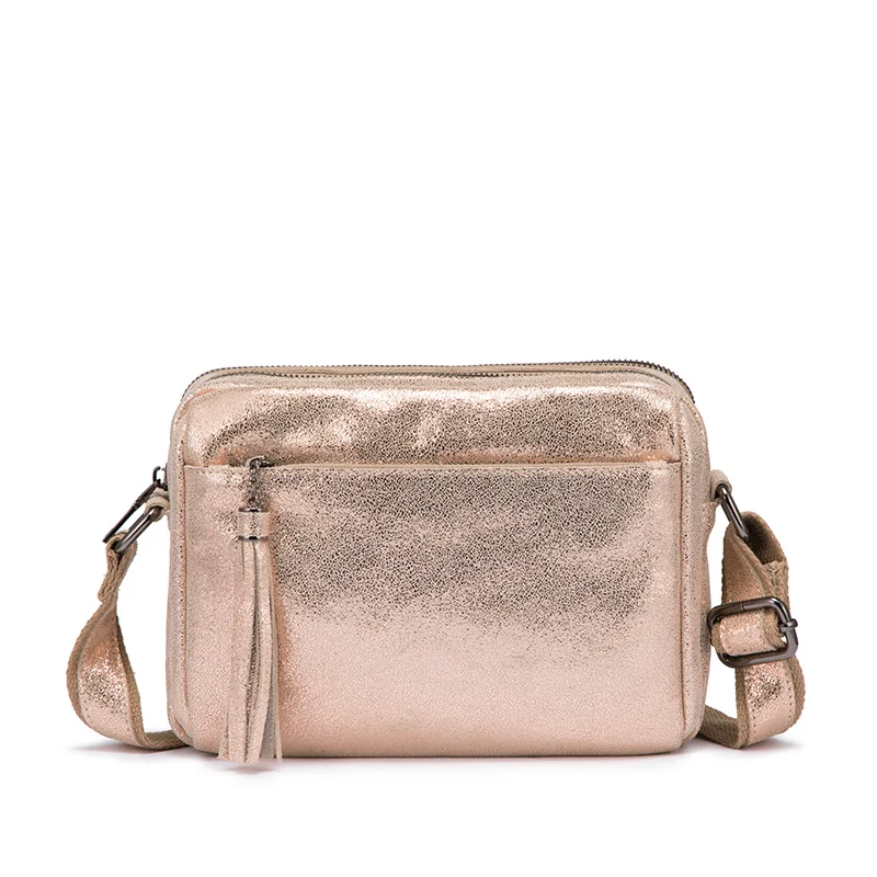 Rose Gold REALER, натуральная кожа, слинг, сумки на плечо для женщин, с кисточкой, через плечо, сумка-мессенджер, Дамская мода, кошельки и сумки, дизайн - Цвет: Rose Gold