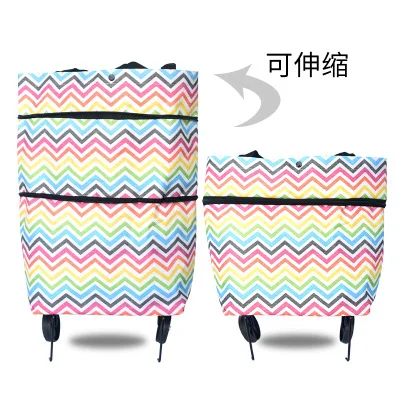Rainbow stripes Складная портативная сумка для покупок Ms., Вместительная женская сумка для покупок, органайзер для еды, сумка на колесиках, сумка для покупок, сумка для овощей - Цвет: Rainbow stripes