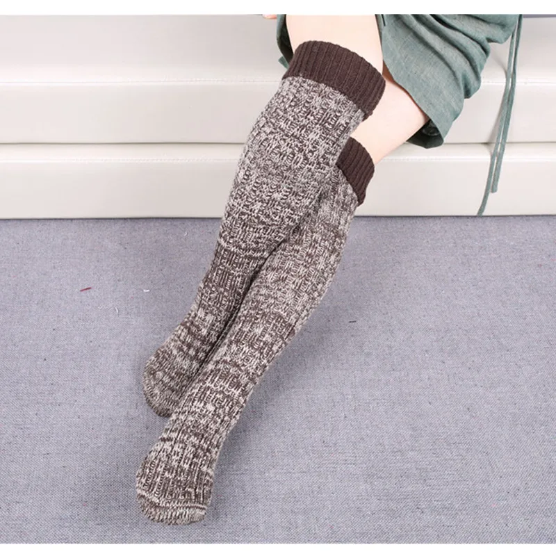 Сексуальные Гольфы до бедра гольфы контрастные цвета Длинные вязаные чулки