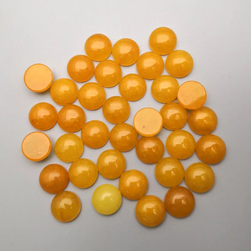 

Fashion yellow Natural Stone 12MM 50Pcs/lot round beads cabochon charm Ring Earring Jewelry accessories Free shipping no hole
