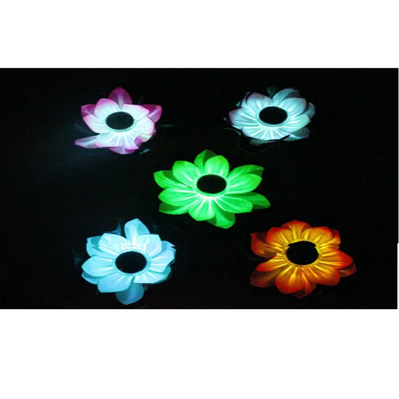 Горячая плавающая Лотос Солнечная энергия Ночник LED Энергосберегающая Цветочная