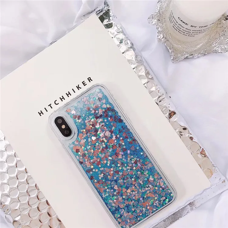 Transparent Liquid Glitter Sand Mobile Phone Cases For iPhone 8 7 Plus Heart Sequins Case 6 6s 5 5S SE TPU |