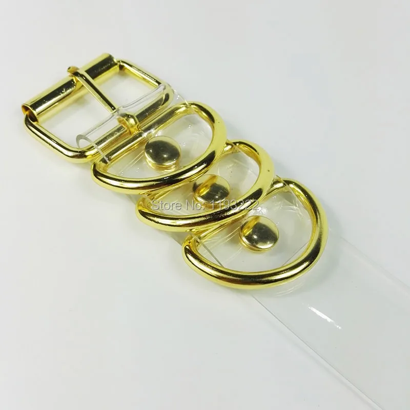 Ошейник для косплея ручной работы из чистого ПВХ золотистый чокер с надписью и