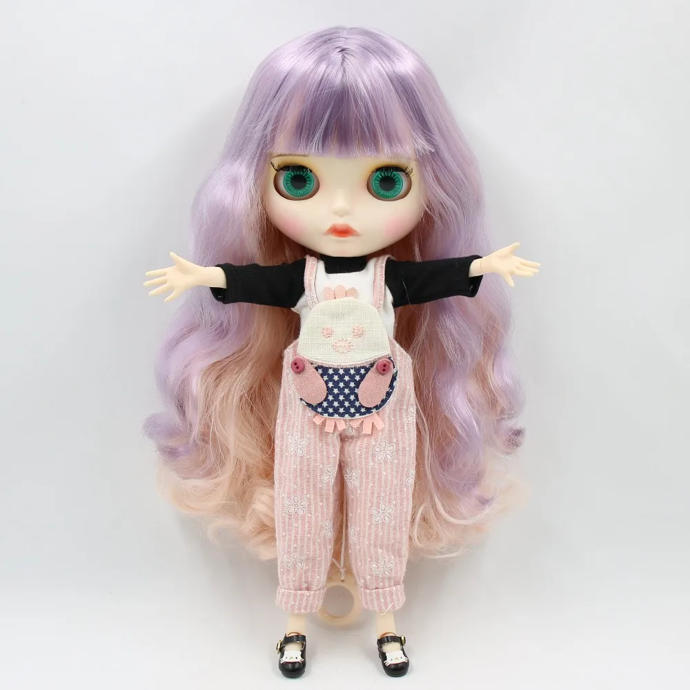 Ледяная кукла DBS Blyth фиолетовые и розовые волосы матовое лицо с бровью Карвен губы
