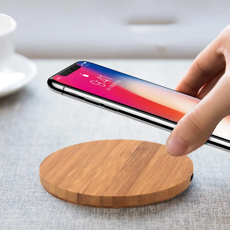 Древесины бамбука Qi Беспроводной Зарядное устройство для iPhone Xs Max 8 samsung Galaxy Note 9 S6