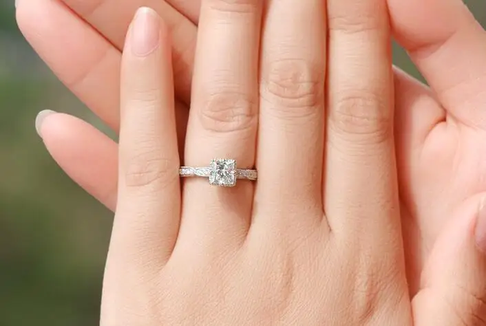 Женское кольцо из серебра 925 пробы с фианитом размеры 4 11|ring size|band ringprincess cut |