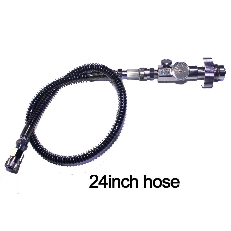 24inch black hose Пейнтбол страйкбол PCP стрельба HPA и акваланга пневматическая станция адаптер HPA DIN клапан с 10 ''24" 3" нержавеющая плетеный шланг - Цвет: 24inch black hose