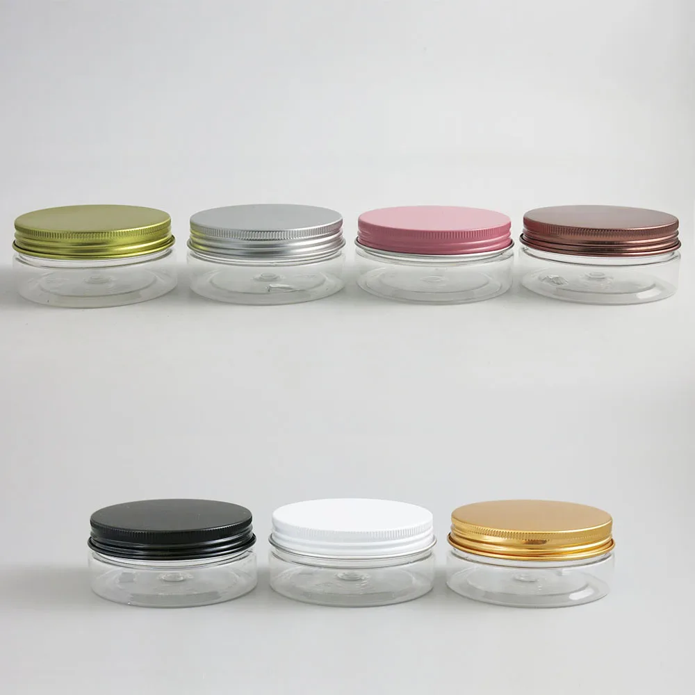 

24 x 50g Empty Clear Cosmetic Cream Containers Cream Jars 50cc 50ml for Cosmetics Packaging Plastic Bottles With Metal Lids