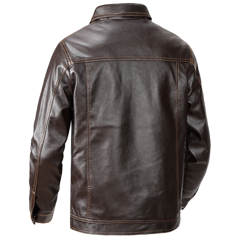 Мужская кожаная куртка Дизайнерская с воротником-стойкой повседневная