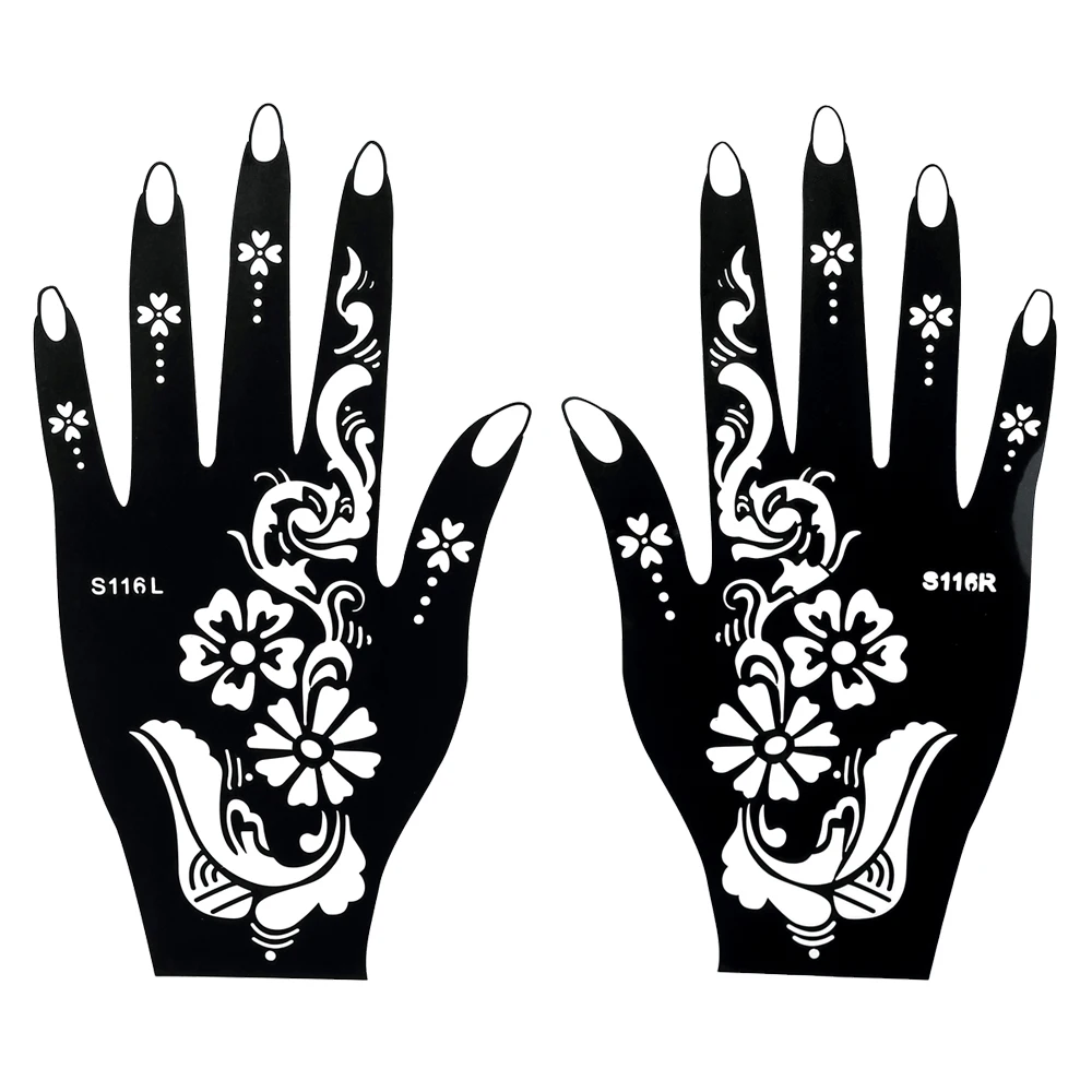 5 пар трафарет для татуировок в индийском стиле Mehndi татуажа Аэрограф Рисование