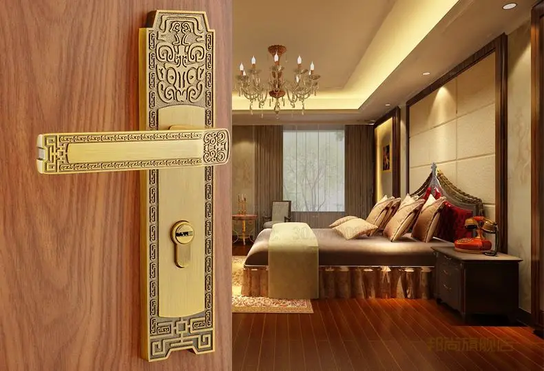 Китайские античные замки для дверей спальни механические с ручками Z05 толщина 35 ~