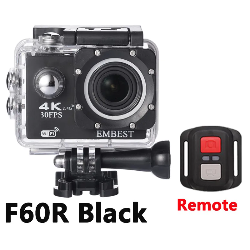 F60R Black EMBEST F60/F60R Экшн-камера Ultra HD 4K WiFi 1080 P/60fps 2,0 lcd 170D Водонепроницаемая экшн-видеокамера на шлем с дистанционным управлением - Цвет: F60R Black