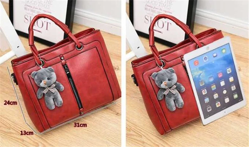 Gusure, винтажные сумки через плечо, женская сумка-мессенджер, для женщин, высокое качество, из искусственной кожи, сумка с медведем, сумки-тоут