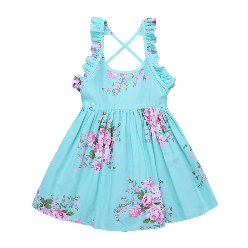 Платье для маленьких девочек 2018 летнее винтажное платье с цветочным принтом и