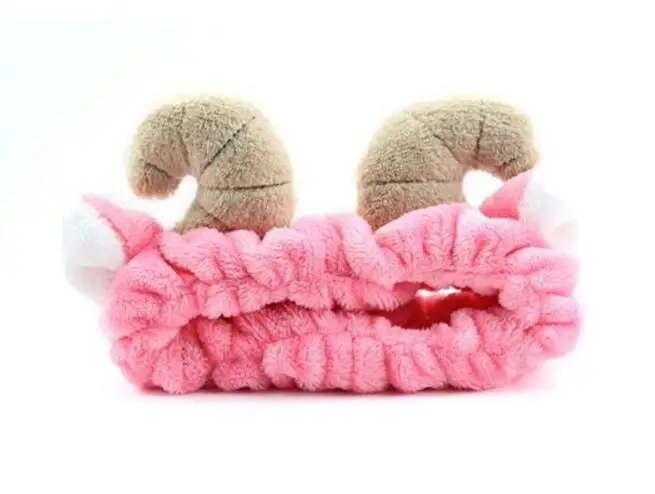 Hot Pink Модная милая мягкая флисовая повязка с бантиком и рожками для макияжа, эластичная повязка на голову, косметическая лента для волос для душа HB014 - Цвет: Hot Pink