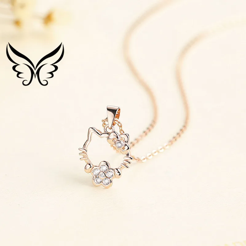 S925 silver Korean version popular cat pendant fashion necklace (with chain) female Festival Valentine's day gift | Украшения и