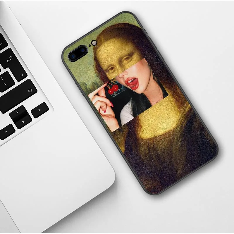 Забавный мягкий чехол для телефона Leonardo da Vinci Mona Lisa Pat Cat с художественной