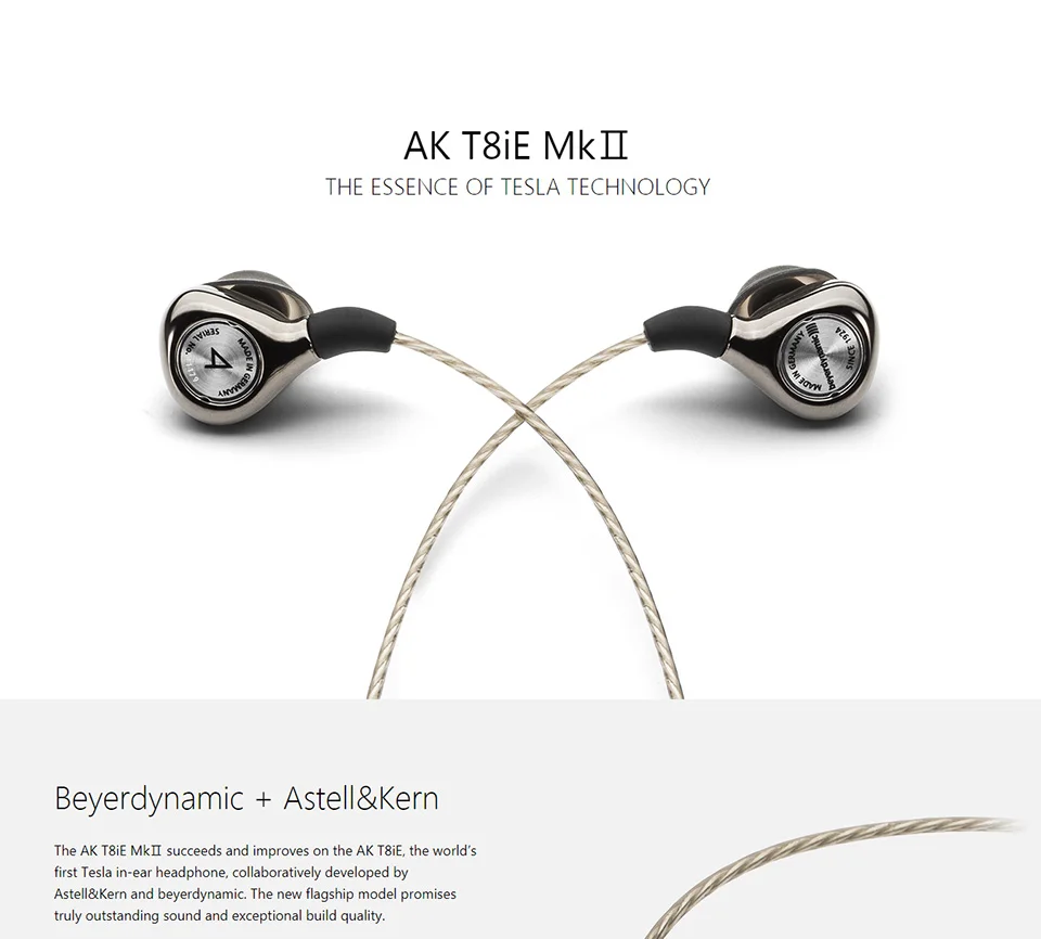 Оригинальные IRIVER Astell& Kern+ beyerdynamic AK T8IE MKII Hifi музыкальные вставные динамические наушники-вкладыши технология Tesla