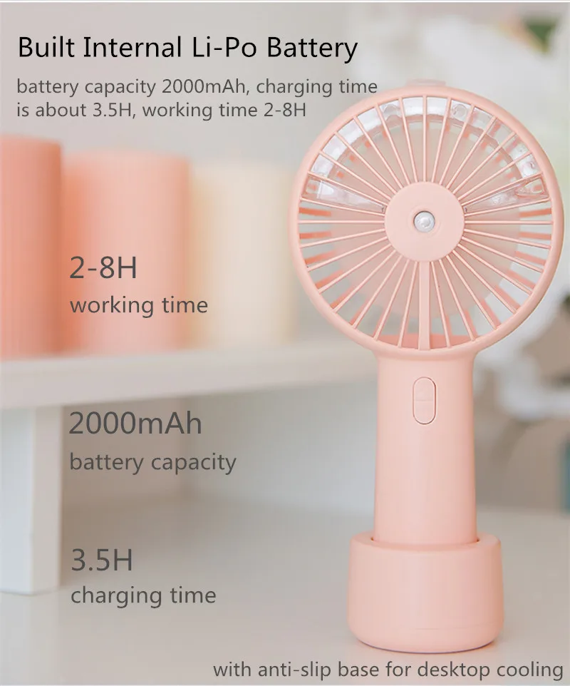 BOMEINENG 1200 мАч мини вентилятор с водяным туманом USB перезаряжаемый портативный кондиционер Humidfiying спрей вентиляторы для улицы и офиса