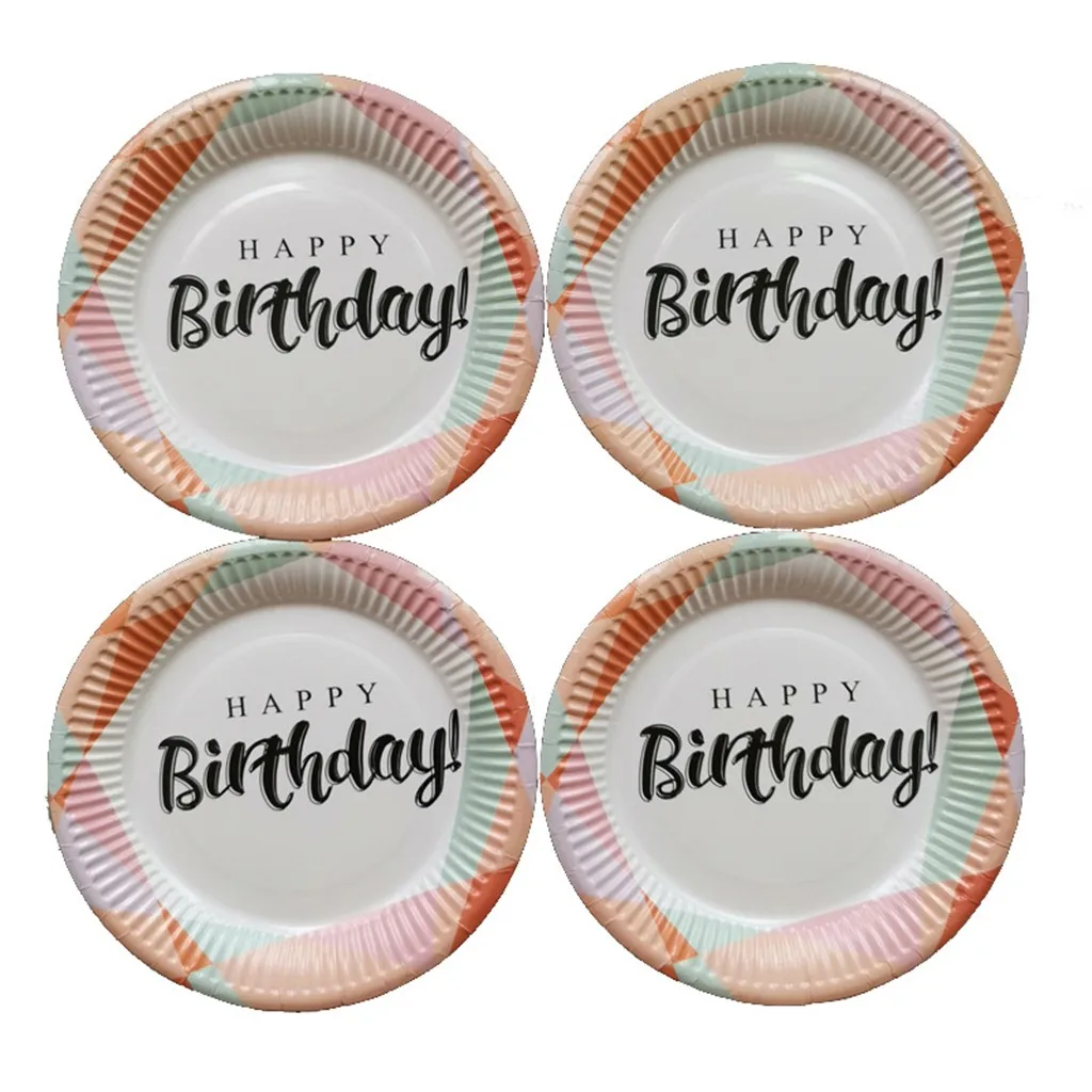 Disposable Party Tableware Happy Birthday 7 inch Paper Pallet birthday Festival Cake Tray 20Pcs A Set Dropshipping HX0625 | Дом и сад