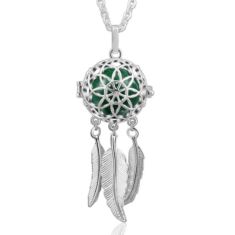 A09 dark green EUDORA 18 мм подвеска в виде шара гармонии, ожерелье Ловец снов, медальон, клетка с колокольчиком, звук гармонии, шар для беременных, камень из лавы K263 - Окраска металла: A09 dark green
