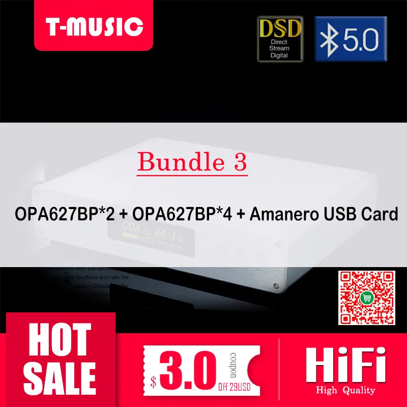 Bundle 3 HiFi Dual ES9038PRO+ Amanero+ Bluetooth 5.0 DAC Decoder W/ 2x Talema transformer Support DSD256/PCM384K - Цвет: Bundle 3