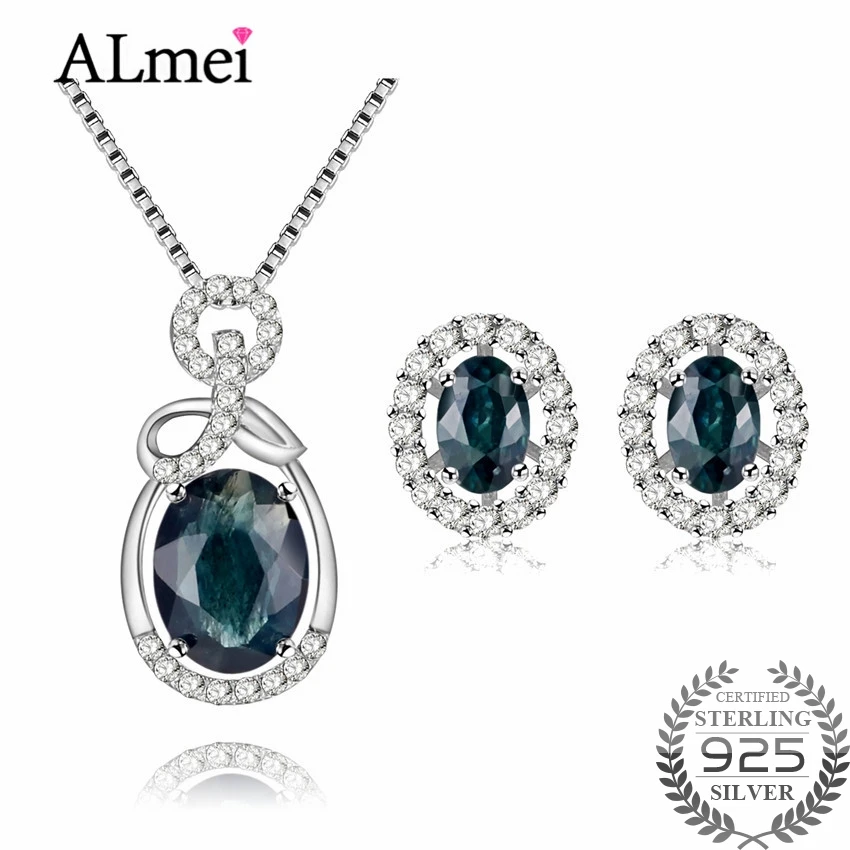 

Almei овальные 925 бриллиантовые Ювелирные наборы для костюмов женское ожерелье с подвеской серьги в подарок на день рождения с коробкой CT009