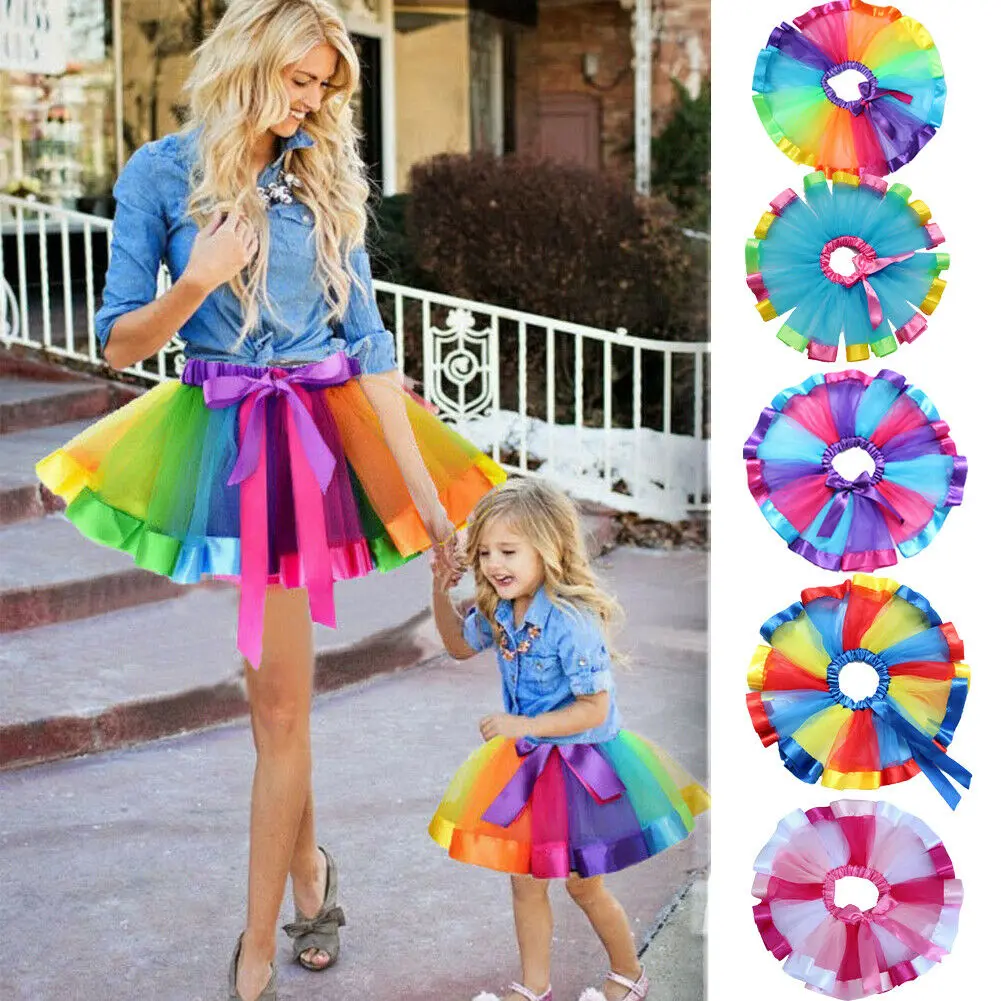 Детская танцевальная юбка для маленьких девочек радужная фатиновая мини-юбка с