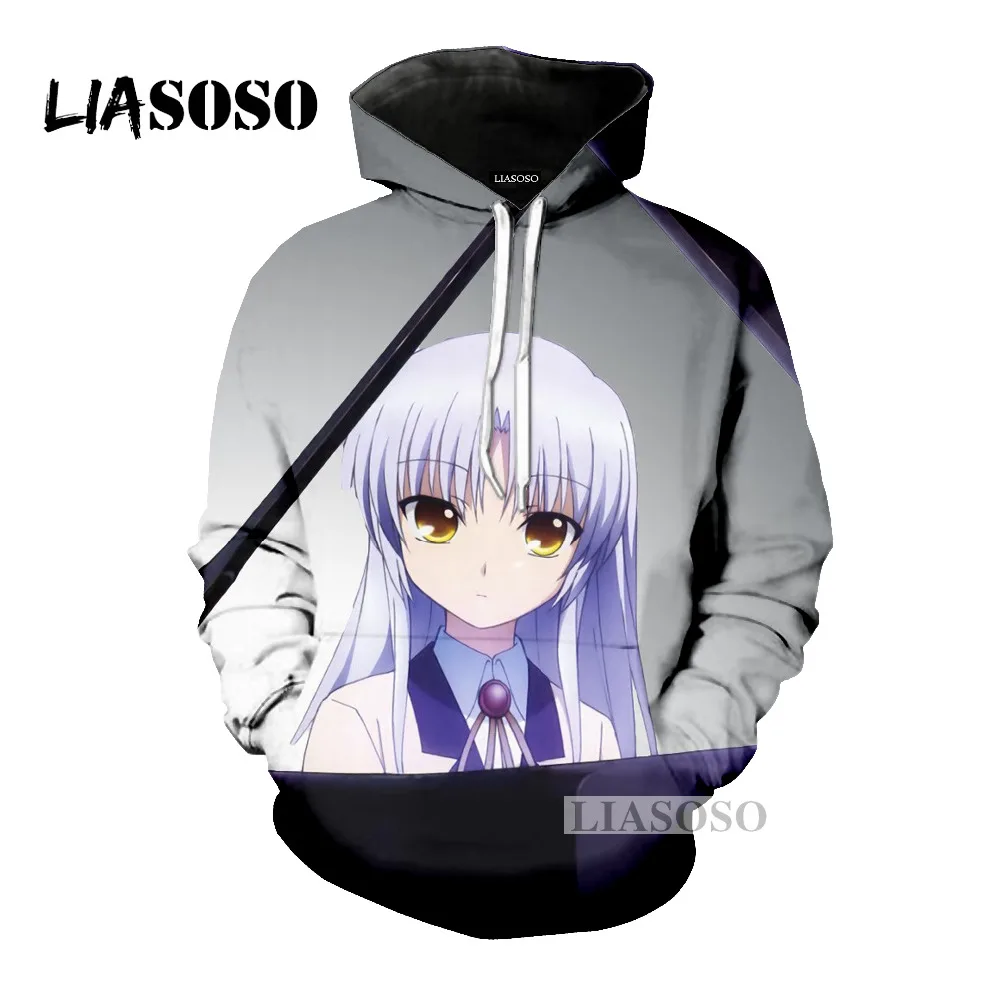 LIASOSO Последняя мода толстовка с капюшоном аниме Ангел Beats для мужчин и женщин 3D