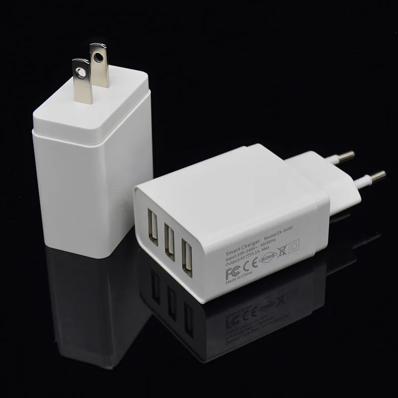 USB зарядное устройство 3 порта Быстрая зарядка для IPhone 5S SE 6 6S 7 Plus Samsung Huawei LG Sony