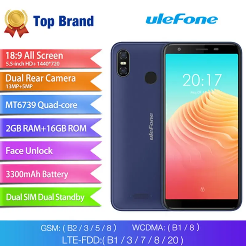 2018 ULEFONE S9 Pro MTK6739 5 &quotдюймовый 18:9 полный экран четырехъядерный 3300mAh 2G + 16G хранение