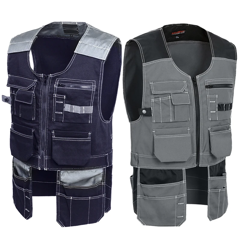 Мужской жилет Многофункциональный инструмент Мульти-карман T/C Twill Спецодежда жилет для обслуживания на молнии
