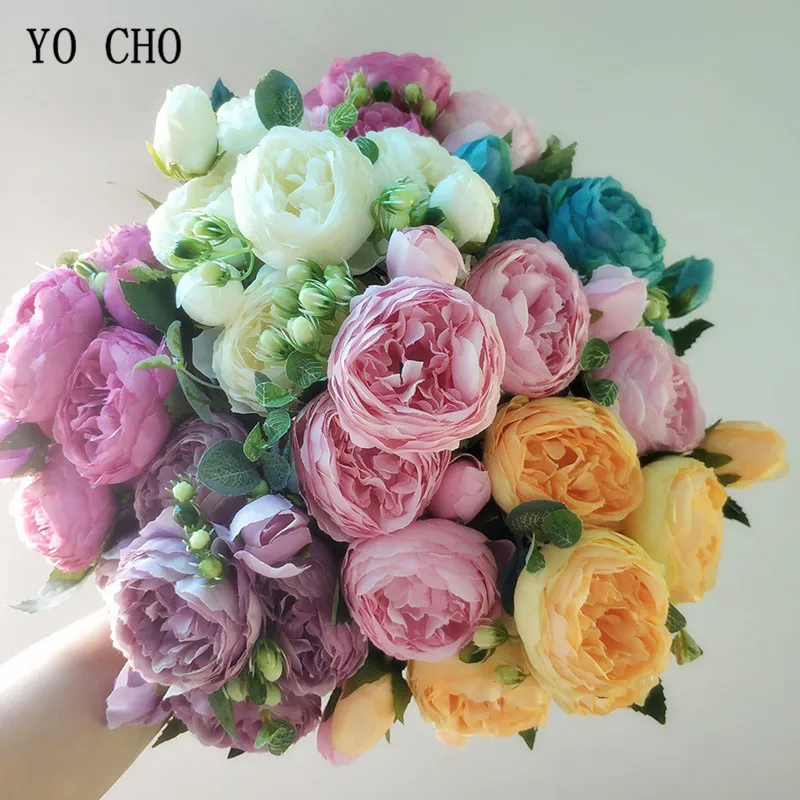 Искусственные цветы YO CHO розы пионы искусственные шелковые для свадебной