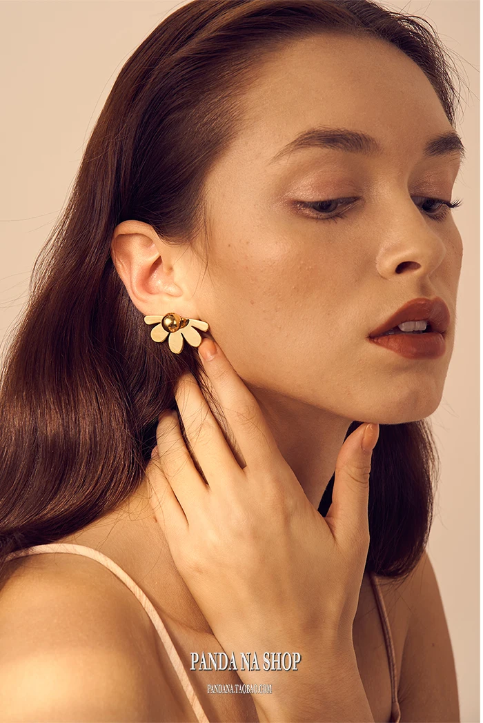 Модный съемный металлический цветок серьги с жемчугом без пирсинга для женщин