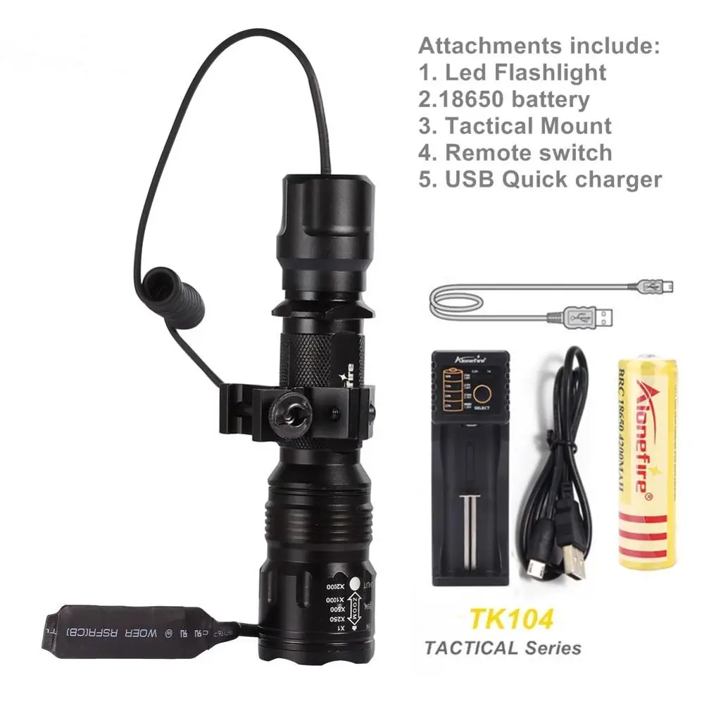 Золотой Alonefire TK104 CREE XM-L2 U3 светодиодный тактический светильник фонарь 20 мм крепление для страйкбола прицел ружья светильник 18650 батарея - Цвет: Золотой