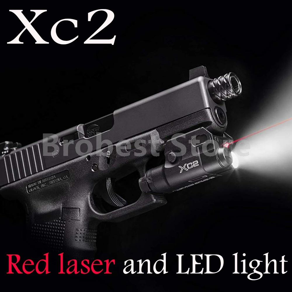 

XC2 Laser Light Compact Pistol Flashlight With Red Dot Laser Tactical LED MINI White Light 200 Lumens Airsoft Flashlight