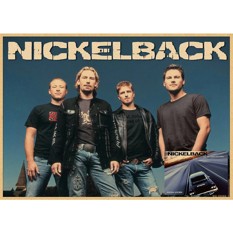 Классическая ностальгическая матовая крафт бумага Nickelback Band плакат для кафе