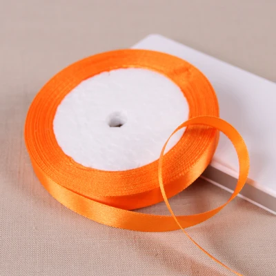 Orange 25 ярдов 6 9 12 15 19 25 38 мм цвета атласные ленты для упаковки подарков DIY рождественские подарки вечерние украшения на свадьбу День рождения - Цвет: Orange