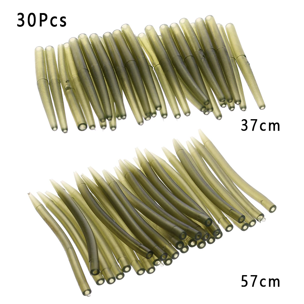 30PCS Fishing Hook Sleeve Tube Hair Rig Aligner Sleeves Soft Anti Tangle Positioner Terminal Tackle Carp Fishing Accessories
