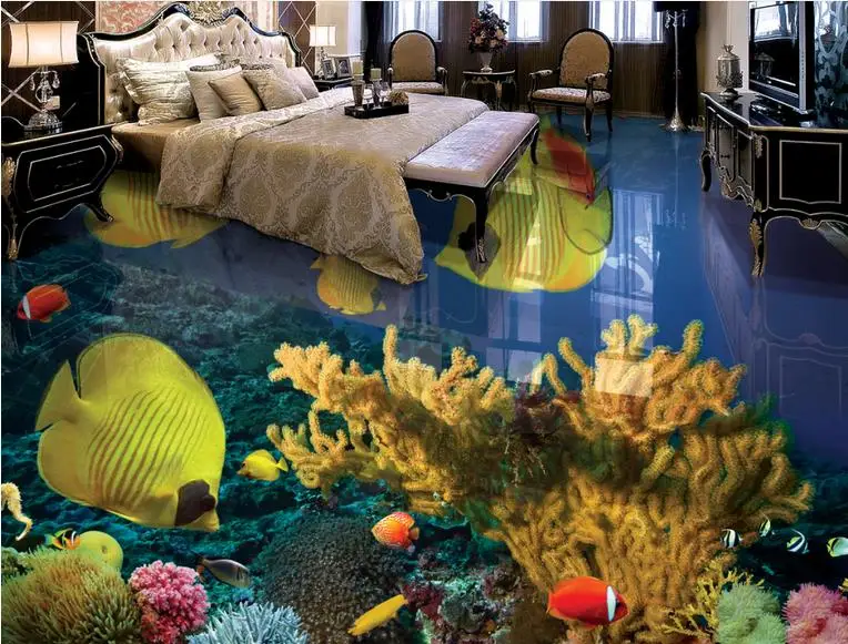 Обои высокой четкости 3d Пол обои самоклеющиеся подводный мир Тропические рыбы