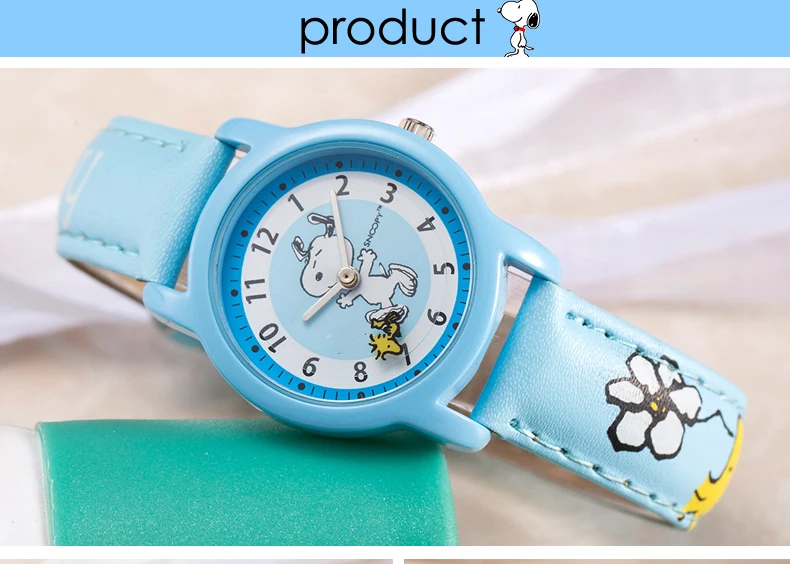 Детские часы Snoopy, женские часы, повседневные кварцевые наручные часы, милые кожаные детские часы snoopy, подарок