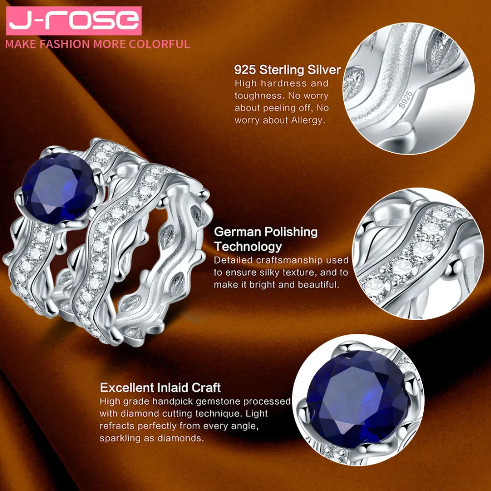 Jrose 100% Настоящее серебро 925 пробы Классическая пара колец изящные свадебные