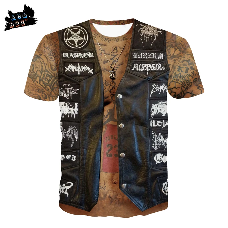 AC&ampDBZ2018 new men engaged in fake two short-sleeved tattoo muscle men's 3D T-shirt youth personality casual fashion |