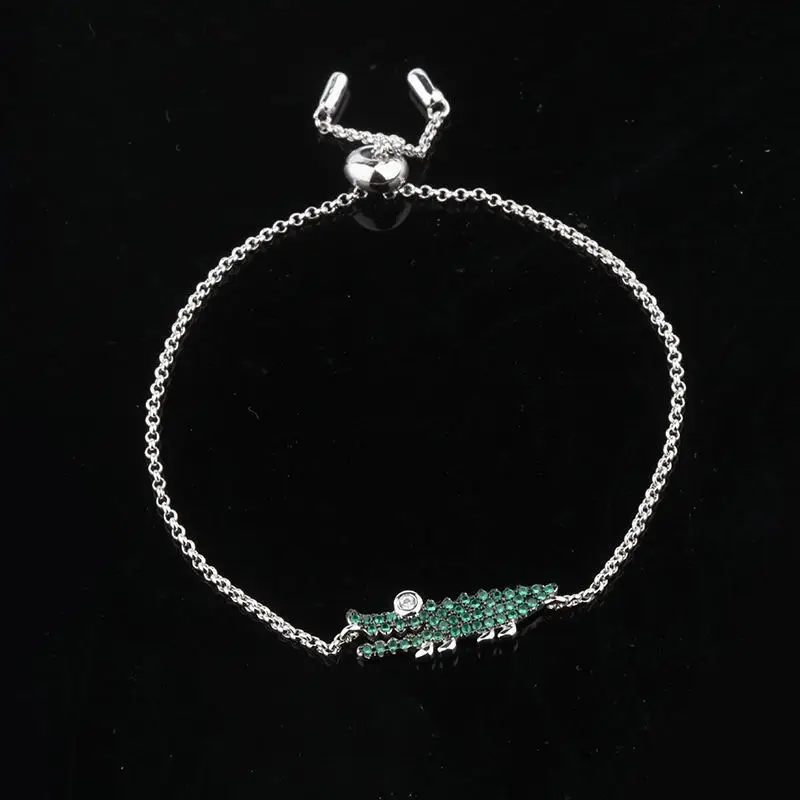 Модный браслет в стиле панк Крокодила с милым животным цирконием маленький для
