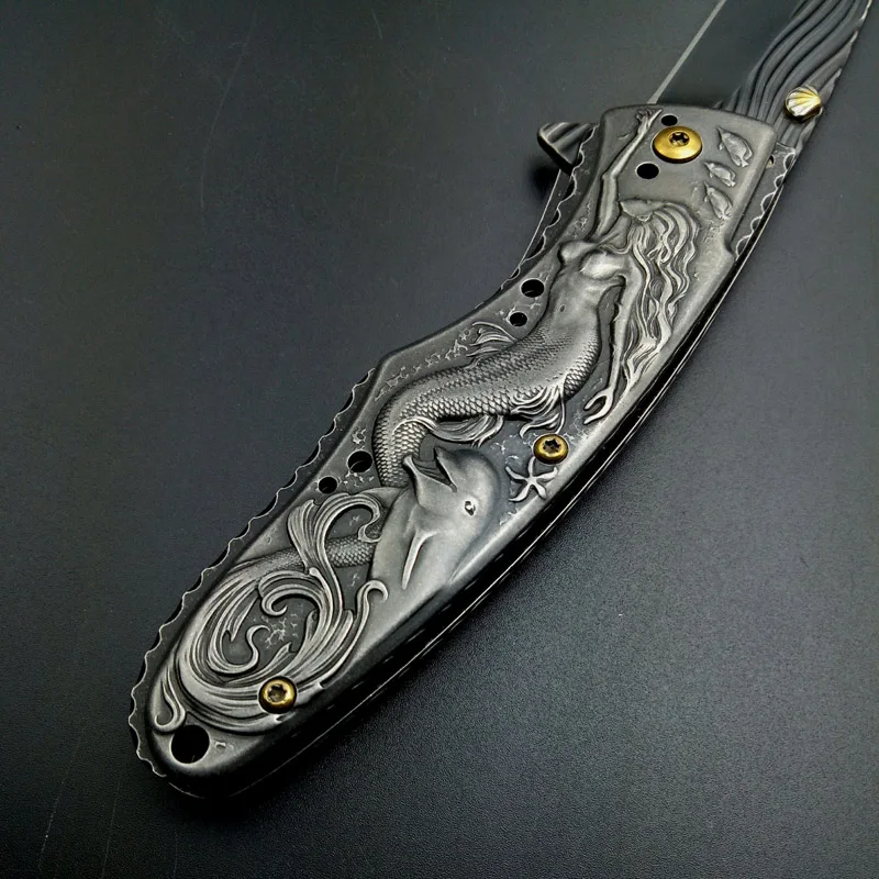 Stonewash тактический складной нож для выживания кемпинга охотничьи ножи из нержавеющей стали уличный карманный нож Русалка Brtithday подарок edc