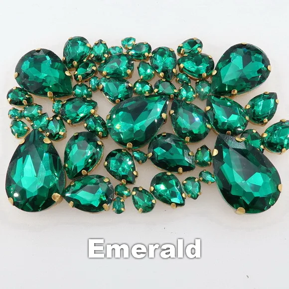 A12 Emerald Серьги в форме капли воды, 7 размеров микс 50 шт./пакет золото коготь настройки хрусталя пришить стразы бусины торжественное платье, обуви, сумок и diy кружевной отделкой - Цвет: A12 Emerald