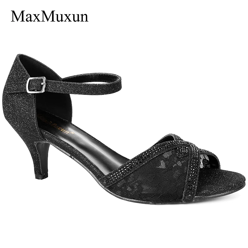 MaxMuxun/Модные женские босоножки на шнуровке туфли-лодочки со стразами среднем